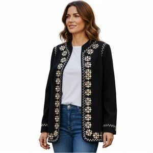 George Simonton Says Woman’s Black Embroidered Blazer - Size Small